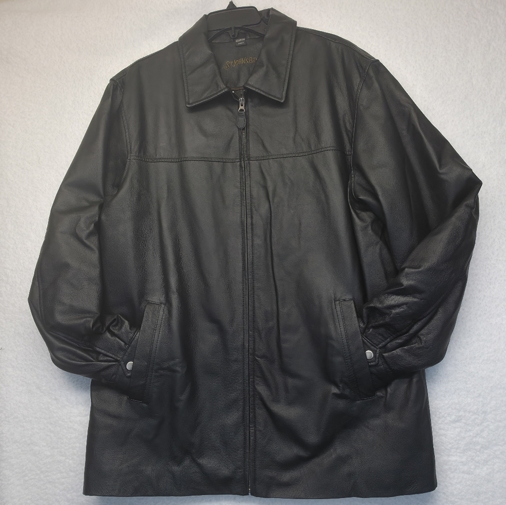 St. John's Bay Heavy Black Leather Jacket for Men Size Large - Picture 5 of 13